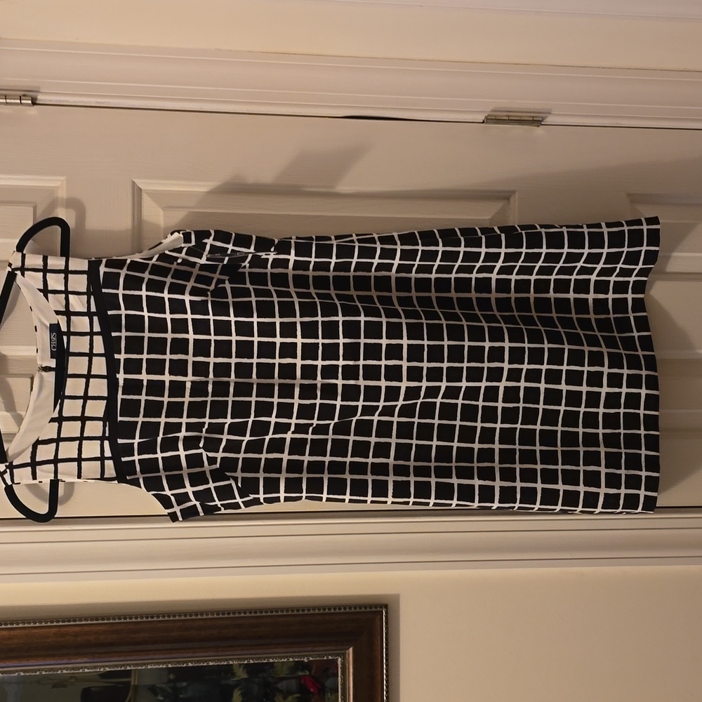CHAPS BRAND WOMEN'S BLACK & WHITE SLEEVELESS SYMMETRICAL DRESS SIZE 14